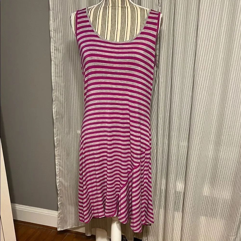 Calvin Klein Striped Pink and Gray Sleeveless Dress